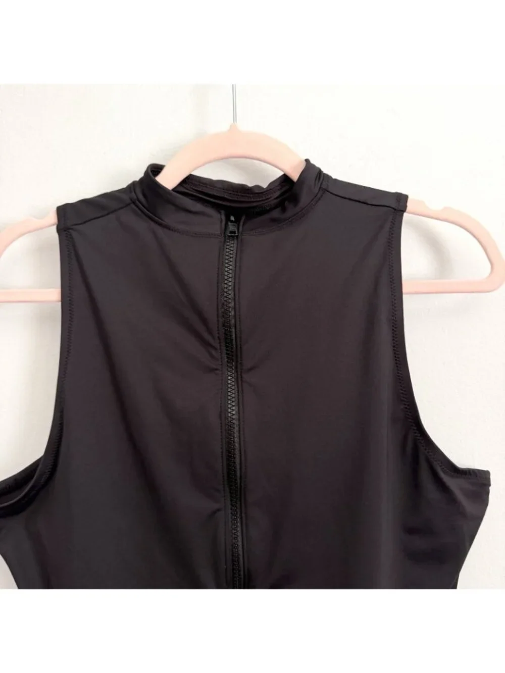NEW Skims Black Zip Front Sleeveless One Piece Swimsuit Women’s Size 2X
